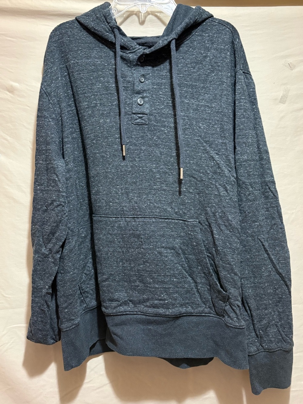 Goodfellow & Co Men’s Size L Heathered Charcoal Gray Hooded Henley Pullover - Picture 2 of 4